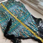 Love Tease shawl southwestern print fringed shirt sleeves longer in back Sz SM Photo 3