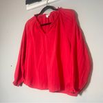 J.Crew  Novelty Artist Top Blouse Hot Pink Swiss Dot Stripes Cotton Size Large Photo 1