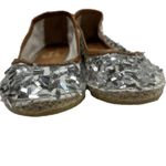 Daniela Polo espadrille textured sparkly SEQUINED ballet flats Silver Size 7 Photo 4
