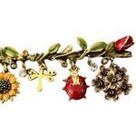 St. John  Brooch Pin Charms Ladybug Dragonfly Sunflower Rhinestones Estate Photo 1
