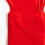 J.Crew NWT  Cap-sleeve Stretch Cotton-blend
Squareneck Tank Top‎ Women Red Medium Photo 0