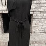 Intermix  100% Silk Black Maxi Dress Button Down Avante Garde Cut Out Small Milit Photo 4