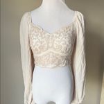 Shyanne  Embroidered Mesh Dot Poet Sleeve Crop Too Photo 2