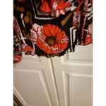 Trina Turk  Wrap Top Floral‎ Print Silk Lycra Black Red Orange Size M Photo 2