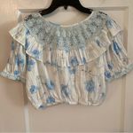 Love Shack Fancy  XS Light Blue & White Floral Crop Blouse Photo 9