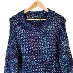 Wild Fable Chunky Knit Sweater Womens L Navy Multicolor Slouchy Cozy Indie Photo 1