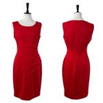Calvin Klein  Sheath Dress Sunburst Ruched Sleeveless Red Crimson Women’s Size 8 Photo 13