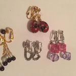 Trifari Lot Of 4 Costume Earrings Vintage Clip On Avon Sarah Cov  Cloisonné Photo 6