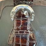 Brighton Black Crocodile Embossed Leather Satchel Bag Medium Top Handle Women's Photo 5