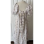 Reformation  Lacey Dress Sz 12 White Floral Tie Back Smocked Spring Easter Bridal Photo 3