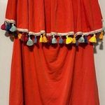 Judith March  Mandarin Orange Pom Pom Off Shoulder Dress Colorful - Size Medium Photo 0