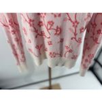 Loft Floral Cherry Blossom Embroidered Pink Cream Women’s Crewneck Sweater Small Photo 5