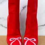 Charlotte Olympia Bella red yellow green suede colorblock mid-calf boots size 35 Photo 3