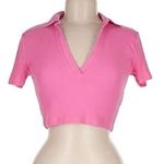 ZARA  Pink Collared Crop Top Photo 1