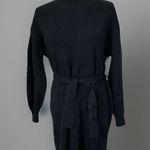 Maeve Anthro Long Sleeve Mock-Neck Tie-Waist Mini Dress Black Belted XS Photo 1