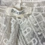 Rebellion  White Sheer Crochet Half Sleeve Open Front Swimsuit Cover Up S Photo 3