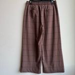 ALBION FIT Albion Audrey Mid Rise Wide Leg Pants Brown Windowpane Women's Size Medium Photo 4