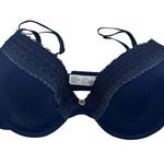 Laura Ashley  Size 36C Bra Underwire Blue Lace Lightly Lined Lightweight Molded Photo 0