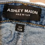 Ashley Mason  Blue Medium Wash Frayed Hem Stretch Casual Bootcut Jeans Size 7/28 Photo 7