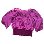 EUC Fuchsia peasant style crop top 3/4 bell sleeve boho indie sleaze XL Pink Photo 1