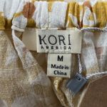 Kori America Jumpsuit Womens Medium Yellow White Floral Wide Leg Boho Peasant Photo 5