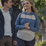 We The Free  blue crochet knit hooded sweatshirt size medium Photo 4