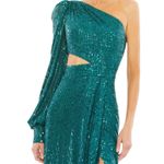 Mac Duggal Ieena for Green Sequined One Shoulder Cut Out Gown 26730 Women’s Sz 4 Photo 2