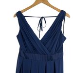 TFNC London Blue Pleated V Neck Long Killy Maxi Dress Size 16 UK / 12 US New Photo 1