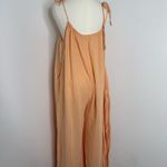 Free People  Coral Peach 100% Cotton Gauze Tie Strap Wide Leg Jumpsuit - S/P Photo 7