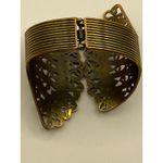 Vintage Brass Filigree Cuff Bracelet Hinged Fairycore Witchy Steampunk Jewelry Gold Photo 4
