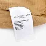 American Eagle  Women's Eyelet Crochet Ruffled Button Down Crop Top Tan Medium Photo 6