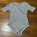 Acemi  Women’s Faux Wrap Bodysuit, Ribbed Fabric, Sz Lg Photo 0