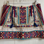 Anthropologie Cynthia Vincent Embroidered Western Boho Embroidered Skirt Size S Pink Photo 0