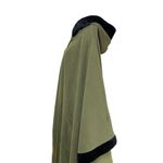 Womens Hooded Cape Fleece Poncho Fur Trim Green Size OS Le Moda u Photo 3