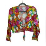 ASOS Rainbow Watercolor Tie Front Blouse Photo 0