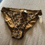 Aerie  Ribbed Texture Full Coverage Bikini Bottom Brown Cheetah Small Photo 2