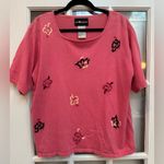 Sag Harbor Vintage  Dark Pink Embroidered Rose Floral Top Blouse Women’s Size XL Photo 8