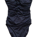 Carmen Marc Valvo  One Piece Swimsuit Ruched Bow Strapless Black Women's Size 6 Photo 0