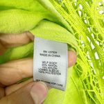 John Mark  Wire Collar Crochet Button Up Tunic Size Medium Lime Green Solid Photo 6