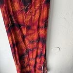 Jane Ashley  Dress Vintage Large Red Orange Leaf‎ Print Fall Sleeveless Maxi Boho Photo 3