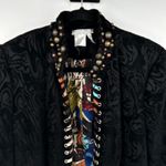 Alberto Makali Embellished Jacket Women's Large Black Velvet Beaded Open Front Photo 2