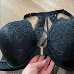 Cacique Shimmer Black Lace Strappy Front-Close Boost Plunge Bra Sz 44DD Photo 5