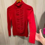 Alfani Cute red stretchy ruched front ribbed turtleneck sweater  holiday dressy Photo 6
