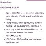 Beulah NWT Dusty Pink Moto Skinny Jeggings S Photo 8