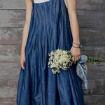 Free People Denim Dreams Midi Dress in 70s Blue Size XS Jean Jumper Retro Photo 0