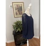 Dana Buchman Women's  XL 3/4 Elastic Sleeve Medium Navy Blue Lace Front Photo 1
