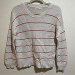 Marine layer  Nina Knit Crewneck Cotton Sweater Stripes Oatmeal Pink Size Small Photo 3