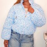TCEC  Light Blue Floral Puffer Jacket Photo 2