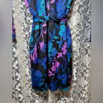 Vintage perfection fit by Roxanne Floral Wrap Blouse beach cover up medium / sm Black Photo 11