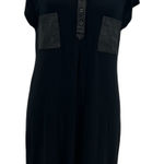 Love moschino Shirt Dress Collared Leather Detail Short Sleeve Black Size US 6 Photo 0